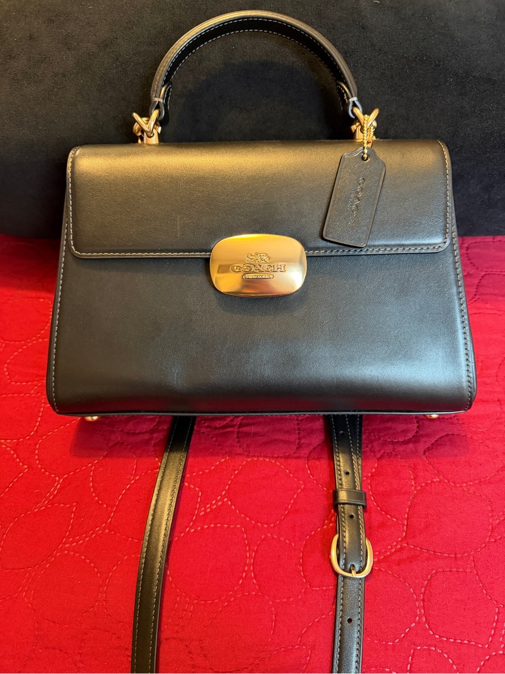 Coach Black Leather Satchel with Gold Hardware